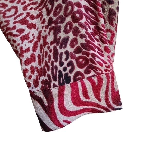 Susan Graver Button-down Blouse in Mixed Animal Print, Size XL - Picture 5 of 9